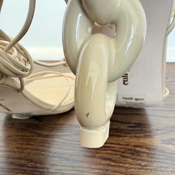 Cult Gaia Zadie Leather Ankle-Wrap High-Heel Espadrille Sandals – Nude – Size 8 - Picture 7 of 7